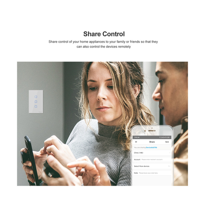 GloboStar® 80130  SONOFF T2EU1C-RF - 433MHz Wireless Smart Wall Touch Button Switch AC 100-240V Max 2A (2A/Way) 1 Way - RF Series