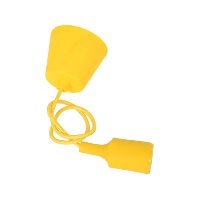 GloboStar® CABLITO 61555 Μοντέρνο Κρεμαστό Φωτιστικό Οροφής Μονόφωτο 1 x E27 Κίτρινο Σιλικόνης Ανάρτηση με Υφασμάτινο Καλώδιο Φ4 x Υ110cm