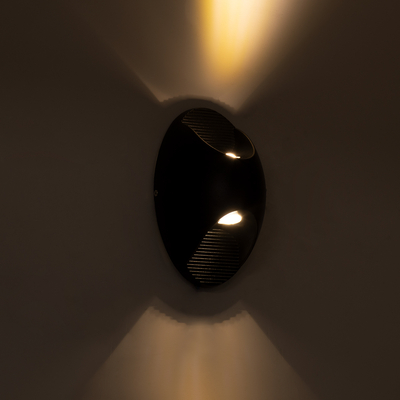 GloboStar® JEREMY 60532 Φωτιστικό Τοίχου - Απλίκα Αρχιτεκτονικού Φωτισμού Εσωτερικού/Εξωτερικού Χώρου Up & Down LED 10W 1000lm 60° AC220-240V Αδιάβροχο IP65 - Σώμα Αλουμινίου & Tempered Glass - Μ16 x Π10 x Υ7cm - Θερμό Λευκό 2700K - Μαύρο - Bridgelux Chip - 5 Years Warranty