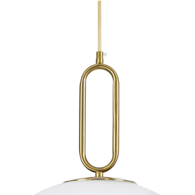 GloboStar® BELLISSIMO 61488 Μοντέρνο Κρεμαστό Φωτιστικό Μπάλα Μονόφωτο 1 x E27 IP20 Λευκό Γυαλί με Χρυσό Μέταλλο - Μ40 x Π40 x Υ62cm