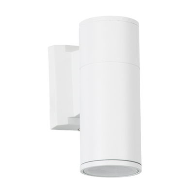 GloboStar® WALLY 77870 Φωτιστικό Τοίχου - Απλίκα Αρχιτεκτονικού Φωτισμού Εσωτερικού/Εξωτερικού Χώρου Up or Down Μονόφωτο 1 x GU10 AC220-240V Αδιάβροχο IP65 - Σώμα Αλουμινίου & Tempered Glass - Μ6.4 x Π11 x Υ17cm - Λευκό - 5 Years Warranty