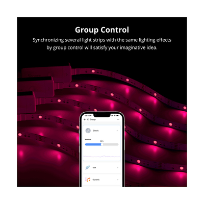 GloboStar® 80098 SONOFF L3-5M RGB Smart LED Strip Light WiFi 2.4GHz 90 SMD/5M 5050 5m Roll & Power Adapter DC 5V Max 10W