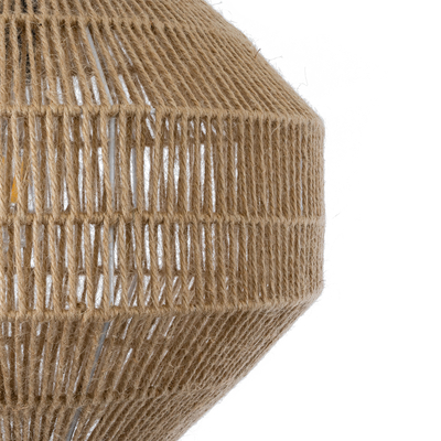 GloboStar® CAYMAN 00522 Boho Κρεμαστό Φωτιστικό Πλέγμα Μονόφωτο 1 x E27 IP20 Μπεζ Σχοινί - Μ40 x Π40 x Υ30cm