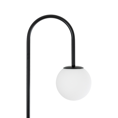 GloboStar® CORDELIA 02026 Μοντέρνο Επιδαπέδιο Φωτιστικό Μονόφωτο 1 x E27 IP20  - Μαύρο Αλουμίνιο, Λευκό Γυαλί με Λευκό Μάρμαρο - Μ30 x Π38 x Υ180cm