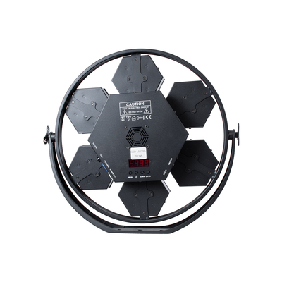 GloboStar® 51195 HALO HEXA Επαγγελματικό Φωτιστικό Ειδικών Εφέ DIGITAL MATRIX PIXEL & Blinder - 7 x 50W LED COB Chips Ultra Gold Warm White 2200K & 168 x 0.5W LED SMD5050 Chips RGB - AC 220V-240V DMX512 Display on Body - Μαύρο - Μ50 x Π10.5 x Υ47cm