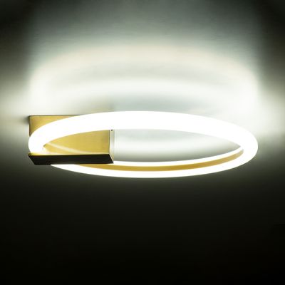 GloboStar® CINDERELLA 60978 Φωτιστικό Οροφής Δαχτυλίδι-Κύκλος LED CCT 16W 1792lm 360° AC 220-240V - Εναλλαγή Φωτισμού μέσω Διακόπτη On/Off All In One Ψυχρό 6000k+Φυσικό 4500k+Θερμό 2700k Φ28cm - Χρυσό Βούρτσας - 3 Years Warranty