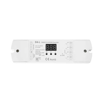 GloboStar® 70668 D4-L SKYDANCE DC DMX & RDM Dimmer High Speed Controller / Decoder 4 Καναλιών DC 12-24V 4 x 5A 120W - Max 20.5A 480W - IP20 Μ17 x Π5 x Υ2.5cm - 5 Years Warranty