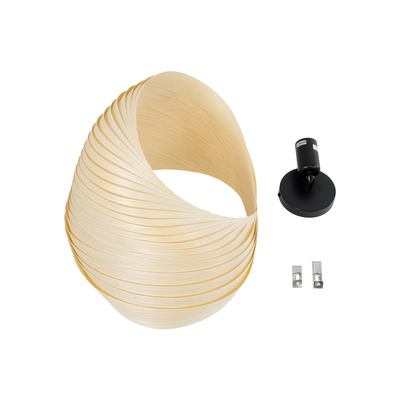 GloboStar® SALREL 02224 Boho Επιτοίχιο Φωτιστικό Απλίκα Μονόφωτο 1 x E27 IP20 Μπεζ Ξύλο - Μ30 x Π22 x Υ38cm