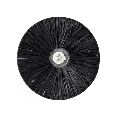 GloboStar® COLOMBO 02279 Boho Επιτοίχιο Φωτιστικό Απλίκα Μονόφωτο 1 x E27 IP20 Μαύρη Ράφια - Μ40 x Π40 x Υ9cm