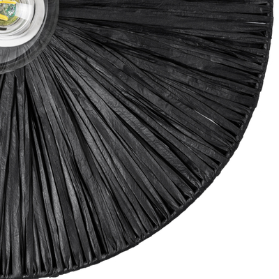 GloboStar® COLOMBO 02279 Boho Επιτοίχιο Φωτιστικό Απλίκα Μονόφωτο 1 x E27 IP20 Μαύρη Ράφια - Μ40 x Π40 x Υ9cm