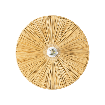 GloboStar® COLOMBO 02283 Boho Επιτοίχιο Φωτιστικό Απλίκα Μονόφωτο 1 x E27 IP20 Μπεζ Ράφια - Μ40 x Π40 x Υ9cm