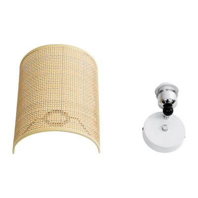 GloboStar® SAOTOME 02321 Boho Επιτοίχιο Φωτιστικό Απλίκα Μονόφωτο 1 x E27 IP20 Μπεζ Ξύλο - Μ20 x Π10 x Υ25cm