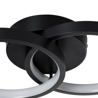 GloboStar® EVA 61067 Φωτιστικό Οροφής Design LED CCT 16W 1920lm 300° AC 220-240V - Εναλλαγή Φωτισμού μέσω Διακόπτη On/Off All In One Ψυχρό 6000k+Φυσικό 4500k+Θερμό 2700k Μ33 x Π21 x Υ7cm - Μαύρο