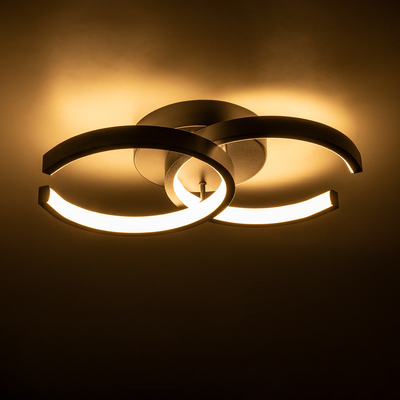 GloboStar® EVA 61067 Φωτιστικό Οροφής Design LED CCT 16W 1920lm 300° AC 220-240V - Εναλλαγή Φωτισμού μέσω Διακόπτη On/Off All In One Ψυχρό 6000k+Φυσικό 4500k+Θερμό 2700k Μ33 x Π21 x Υ7cm - Μαύρο