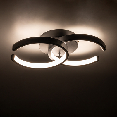 GloboStar® EVA 61067 Φωτιστικό Οροφής Design LED CCT 16W 1920lm 300° AC 220-240V - Εναλλαγή Φωτισμού μέσω Διακόπτη On/Off All In One Ψυχρό 6000k+Φυσικό 4500k+Θερμό 2700k Μ33 x Π21 x Υ7cm - Μαύρο