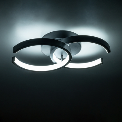 GloboStar® EVA 61067 Φωτιστικό Οροφής Design LED CCT 16W 1920lm 300° AC 220-240V - Εναλλαγή Φωτισμού μέσω Διακόπτη On/Off All In One Ψυχρό 6000k+Φυσικό 4500k+Θερμό 2700k Μ33 x Π21 x Υ7cm - Μαύρο