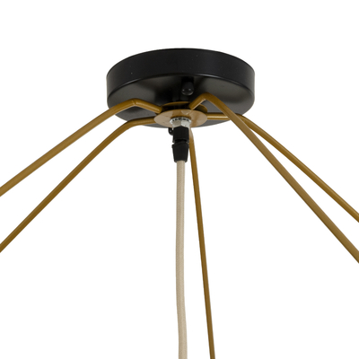 GloboStar® PALERMO 02309 Boho Φωτιστικό Οροφής Πλέγμα Μονόφωτο 1 x E27 IP20 Μπεζ Ξύλο - Μ150 x Π150 x Υ78cm