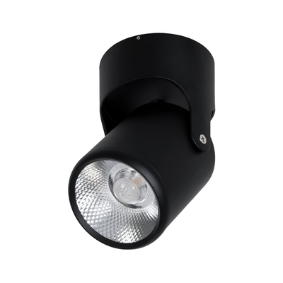 GloboStar® DETRONIC 60505 Επιφανειακό Κινούμενο Spot Downlight LED 10W 1250lm 24° AC 220-240V IP20 Φ9cm x Υ16cm - Στρόγγυλο - Μαύρο - Θερμό Λευκό 2700K - Bridgelux COB - TÜV Certified Driver - 5 Χρόνια Εγγύηση