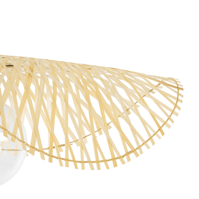 GloboStar® MELEMELE 01840 Boho Κρεμαστό Φωτιστικό Πλέγμα Μονόφωτο 1 x E27 IP20 Μπεζ Ξύλο - Μ50 x Π50 x Υ7cm