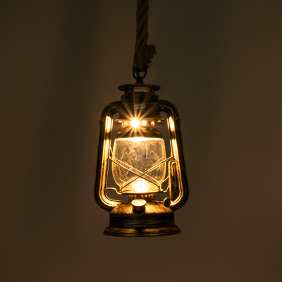 GloboStar® BARBAROSSA 01705 Vintage Κρεμαστό Φωτιστικό Ανάρτηση Μονόφωτο 1 x E27 IP20 Μπρούτζινο Μέταλλο, Διάφανο Γυαλί με Μπεζ Σχοινί - Μ18 x Π18 x Υ28cm