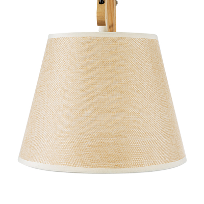 GloboStar® TALISHA 02028 Μοντέρνο Επιτοίχιο Φωτιστικό Απλίκα Μονόφωτο 1 x E27 IP20 Μπεζ Ξύλο με Μπεζ Ύφασμα - Μ100 x Π15 x Υ36cm