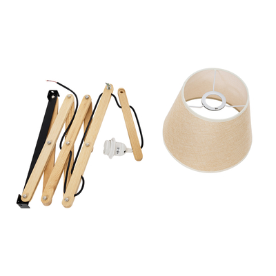 GloboStar® TALISHA 02028 Μοντέρνο Επιτοίχιο Φωτιστικό Απλίκα Μονόφωτο 1 x E27 IP20 Μπεζ Ξύλο με Μπεζ Ύφασμα - Μ100 x Π15 x Υ36cm