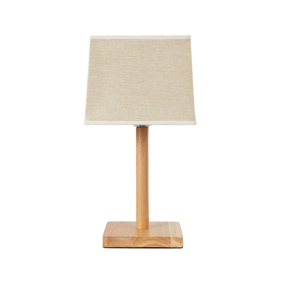 GloboStar® KOLIPE 02038 Μοντέρνο Επιτραπέζιο Φωτιστικό Μονόφωτο 1 x E27 AC220-240V IP20 - Μ20 x Π20 x Υ38cm - Μπεζ Ξύλινη Βάση με Μπεζ Πλεκτό Καπέλο