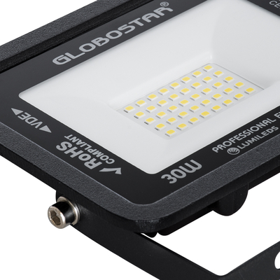 GloboStar® ATLAS 61417 Επαγγελματικός Προβολέας LED 30W 3600lm 120° AC 220-240V - Αδιάβροχος IP67 - Μ16 x Π2.5 x Υ12.5cm - Μαύρο - Φυσικό Λευκό 4500K - LUMILEDS Chips - TÜV Rheinland Certified - 5 Years Warranty
