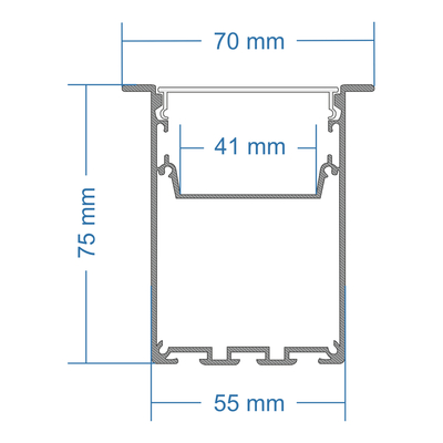 GloboStar® RECESS-PROFILE 70833-1M Προφίλ Αλουμινίου - Βάση & Ψύκτρα Ταινίας LED με Λευκό Γαλακτερό Κάλυμμα - Χωνευτή Χρήση - Πατητό Κάλυμμα - Λευκό - 1 Μέτρο - Μ100 x Π7.5 x Υ7cm