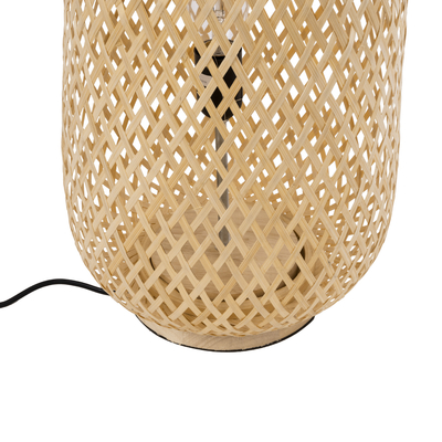 GloboStar® MAMIZU 02109 Boho Επιδαπέδιο Φωτιστικό Μονόφωτο 1 x E27 IP20 Μπεζ Ξύλο - Μ28 x Π28 x Υ93cm