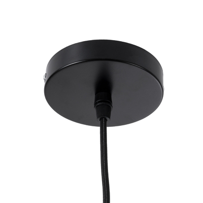 GloboStar® MEXICO 02200 Boho Κρεμαστό Φωτιστικό Πλέγμα Μονόφωτο 1 x E27 IP20 Μαύρο Ξύλο - Μ40 x Π30 x Υ13cm