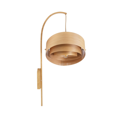 GloboStar® KALAMA 02223 Boho Επιτοίχιο Φωτιστικό Απλίκα Μονόφωτο 1 x E27 IP20 Μπεζ Ξύλο - Μ30 x Π40 x Υ70cm