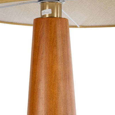 GloboStar® KAUAI 02230 Μοντέρνο Επιδαπέδιο Φωτιστικό Μονόφωτο 1 x E27 IP20 Καφέ Ξύλο με Μπεζ Ύφασμα - Μ55 x Π42 x Υ145cm