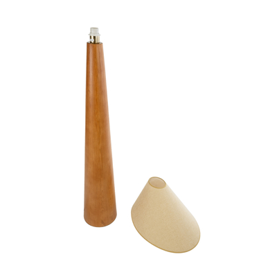 GloboStar® KAUAI 02230 Μοντέρνο Επιδαπέδιο Φωτιστικό Μονόφωτο 1 x E27 IP20 Καφέ Ξύλο με Μπεζ Ύφασμα - Μ55 x Π42 x Υ145cm