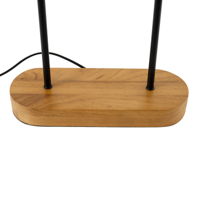 GloboStar® AZUL 02232 Boho Επιδαπέδιο Φωτιστικό Διφωτο 2 x E27 IP20 Μπεζ Ξύλο με Μαύρο Μέταλλο - Μ90 x Π17 x Υ170cm