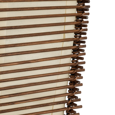 GloboStar® PALMA 02273 Boho Επιδαπέδιο Φωτιστικό Δίφωτο 2 x E27 IP20 Καφέ Ξύλο με Μπεζ Ύφασμα - Μ34 x Π34 x Υ130cm