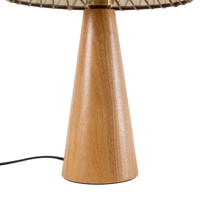 GloboStar® MASPALOMAS 02291 Boho Επιτραπέζιο Φωτιστικό Μονόφωτο 1 x E27 AC220-240V IP20 - Φ30 x Υ45cm - Μπεζ Ξύλινο Καμπάνα