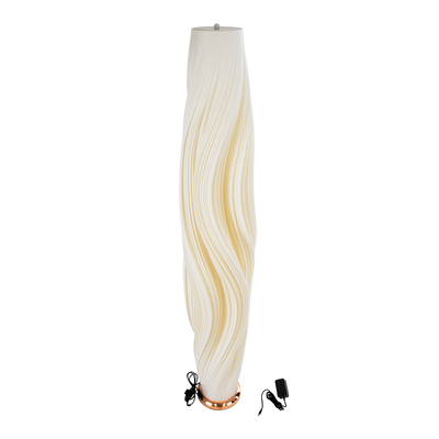 GloboStar® CERULEAN 02312 Μοντέρνο Επιδαπέδιο Φωτιστικό Μονόφωτο 1 x E27 IP20 Μπεζ & Λευκό Πολυβινυλοχλωρίδιο με Χάλκινο Μέταλλο - Μ30 x Π30 x Υ155cm