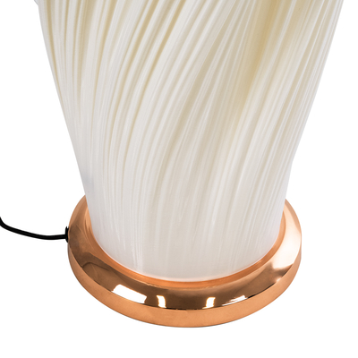 GloboStar® CERULEAN 02312 Μοντέρνο Επιδαπέδιο Φωτιστικό Μονόφωτο 1 x E27 IP20 Μπεζ & Λευκό Πολυβινυλοχλωρίδιο με Χάλκινο Μέταλλο - Μ30 x Π30 x Υ155cm