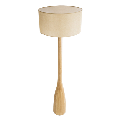 GloboStar® BERKBAY 02318 Boho Επιδαπέδιο Φωτιστικό Μονόφωτο 1 x E27 IP20 Μπεζ Ξύλο με Μπεζ Ύφασμα - Μ50 x Π50 x Υ150cm