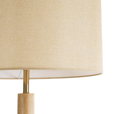 GloboStar® BERKBAY 02318 Boho Επιδαπέδιο Φωτιστικό Μονόφωτο 1 x E27 IP20 Μπεζ Ξύλο με Μπεζ Ύφασμα - Μ50 x Π50 x Υ150cm