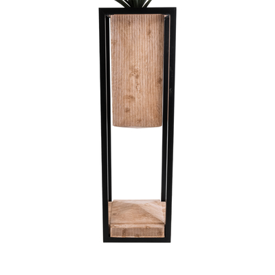 GloboStar® Artificial Garden CASSIANO 20752 Επιδαπέδιο Μεταλλικό Τσιμεντένιο Κασπώ Γλάστρα - Flower Pot Καφέ με Μαύρο Μ36 x Π36 x Υ120cm