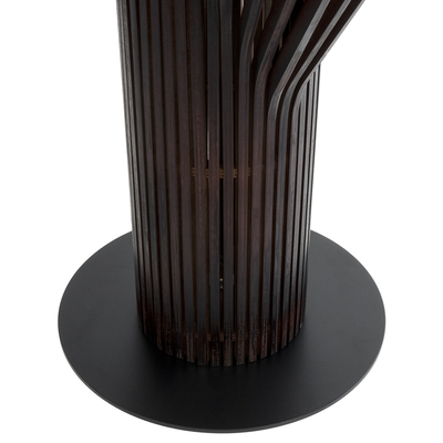 GloboStar® MIHIRO 02151 Boho Επιδαπέδιο Φωτιστικό Μονόφωτο 1 x E27 IP20 Καφέ Ξύλο με Μαύρο Μέταλλο - Μ48 x Π48 x Υ120cm