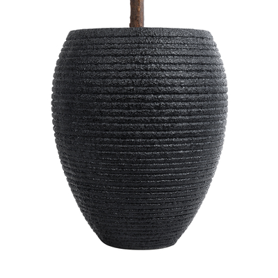 GloboStar® Artificial Garden NASHVILLE 20716 Επιδαπέδιο Πολυεστερικό Τσιμεντένιο Κασπώ Γλάστρα - Flower Pot Μαύρο Φ40 x Υ50cm