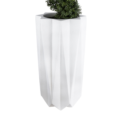GloboStar® Artificial Garden PADOVA 20739 Επιδαπέδιο Πολυεστερικό Τσιμεντένιο Κασπώ Γλάστρα - Flower Pot Λευκό Φ48 x Υ100cm