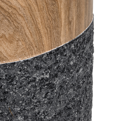 GloboStar® Artificial Garden BELLAGIO 20744 Επιδαπέδιο Πολυεστερικό Τσιμεντένιο Κασπώ Γλάστρα - Flower Pot Μαύρο με Καφέ Φ39 x Υ52cm