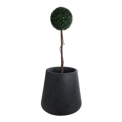 GloboStar® Artificial Garden SOHO 20791 Επιδαπέδιο Πολυεστερικό Τσιμεντένιο Κασπώ Γλάστρα - Flower Pot Μαύρο Φ65 x Υ60cm