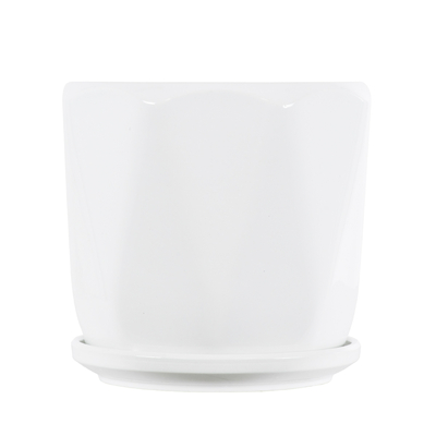 GloboStar® Artificial Garden KARPATHOS 20463 ΣΕΤ 3 Πήλινα Κεραμικά Κασπώ Γλάστρες - Flower Pots Λευκό A:Φ10cm x Υ10cm B:Φ13cm x Υ13.5cm C:Φ16cm x Υ16.5cm