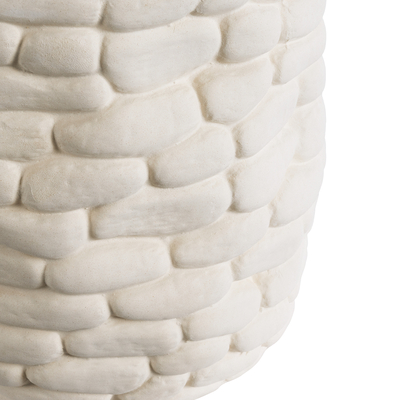 GloboStar® Artificial Garden UBUD 20512 Διακοσμητικό Κεραμικό Κασπώ Γλάστρα - Flower Pot Λευκό Φ15.5 x Υ15cm