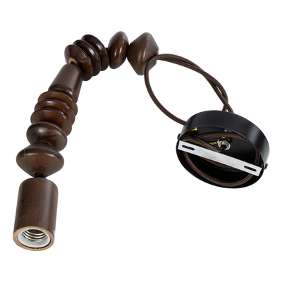GloboStar® BEADS 00693 Vintage Κρεμαστό Φωτιστικό Ανάρτηση Μονόφωτο 1 x E27 IP20 Καφέ Ξύλο - Μ5 x Π5 x Y33cm